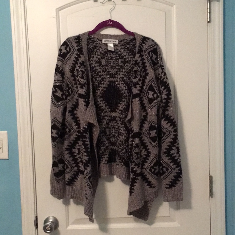 Plus Size Black & Grey Cardigan